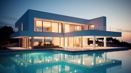 Obraz premium Luxurious villa with swimming pool.