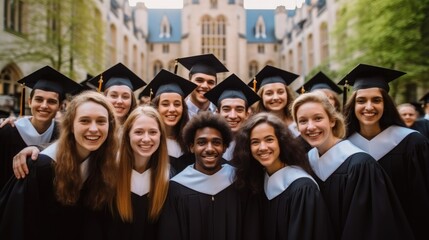 Obraz premium Group of students at graduation, Graduating undergraduate student, Celebrating Graduation, University graduation.