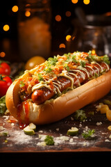 Hot dog with mustard Generative AI
