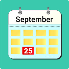 calendar vector drawing, date September 25 on the page