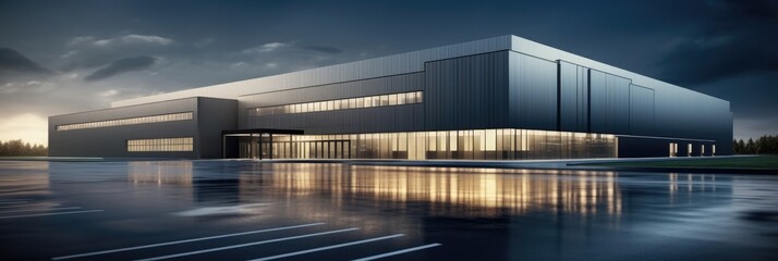 Commercial office building, Factory and transport, Logistic business transport warehouse station. - obrazy, fototapety, plakaty