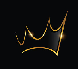 A vector Illustration of Golden Crown Logo Vector Illustration in black background with gold shine effect