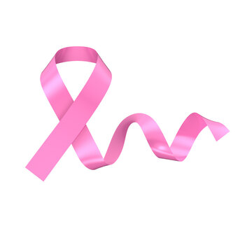 Pink awareness ribbon in 3d render realistic