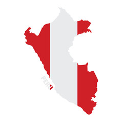 Isolated colored map of Peru with its flag Vector