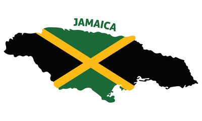 Isolated colored map of Jamaica with its flag Vector