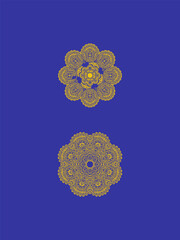 Set of dark blue mandala vector design template on the background