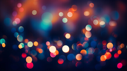 Multicolor bokeh, raining light, blurry lights, blurry background, rainbow confettis on a black background, colorful, night lights, city lights, haze, depth of field, round bokeh, circle bokeh
