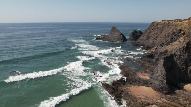 Aerial view of Praia de Odeceixe, Alentejo, Portugal