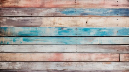 Photo of a close-up view of a wooden wall with vibrant blue and pink paint