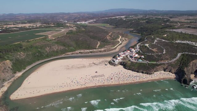 Aerial view of Praia de Odeceixe, Alentejo, Portugal