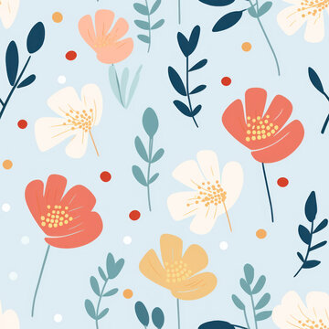 A floral pattern minimalist cartoon illustration 
