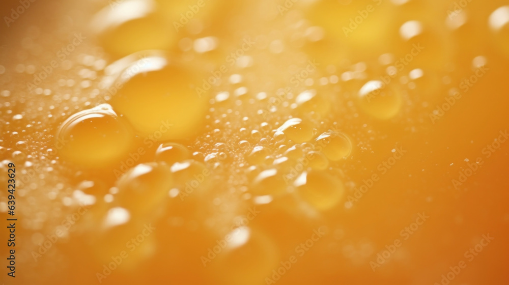 Aufkleber the detailed texture of a sful of soup illuminated in slowmotion macro revealing tiny droplets of br