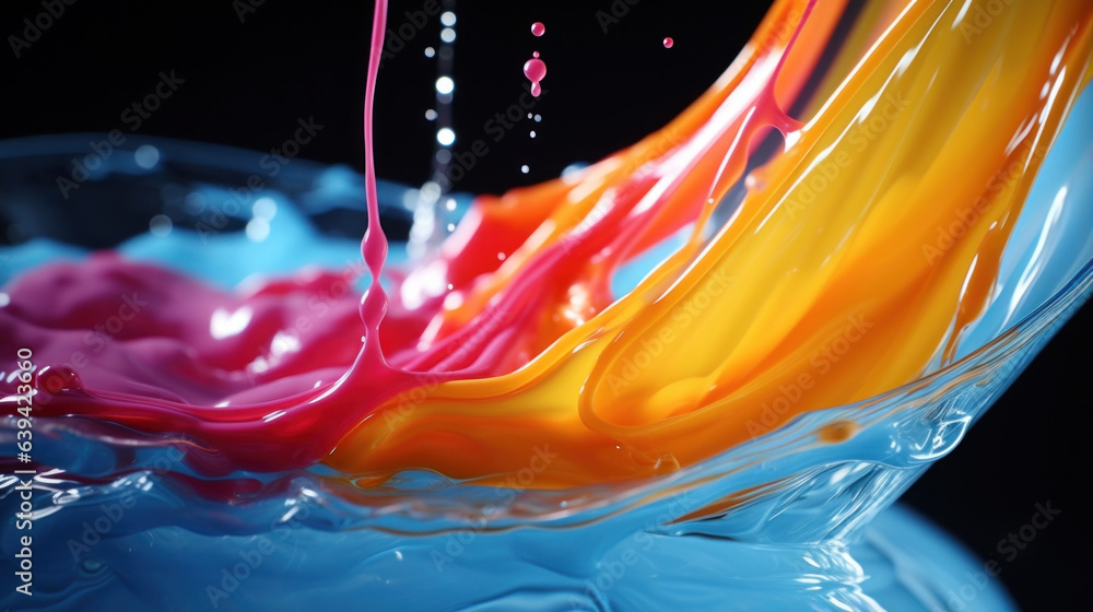 Poster a slowmotion macro shot of a s filled with a colorful smoothie showing the liquid dripping off in sl