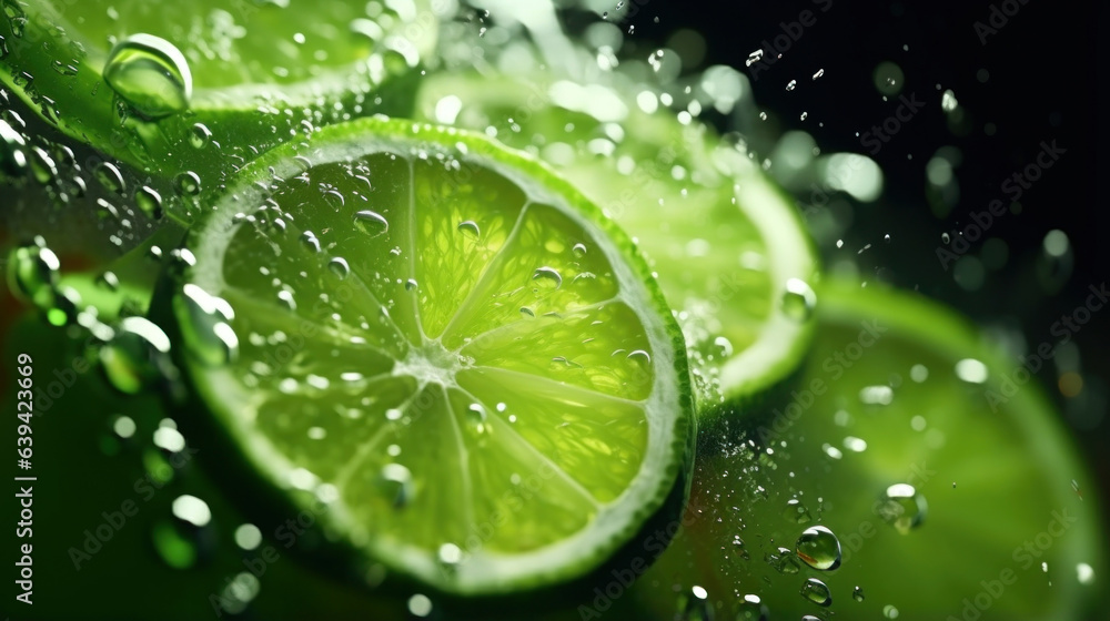 Aufkleber drops of neon margarita mix float languidly through the air as if moved by an invisible current spar