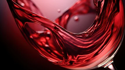Foto auf Leinwand Luxurious swirl of ruby red wine as it slowly settles into its surrounding glass edges. © Justlight