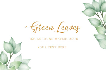 Beautiful green leaves background watercolor 