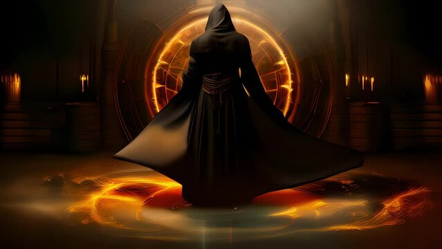 His posture reflects a stoic determination with a striking sense of power emanating from him. His long staff is gripped firmly in his hands its bright shimmering ayst is