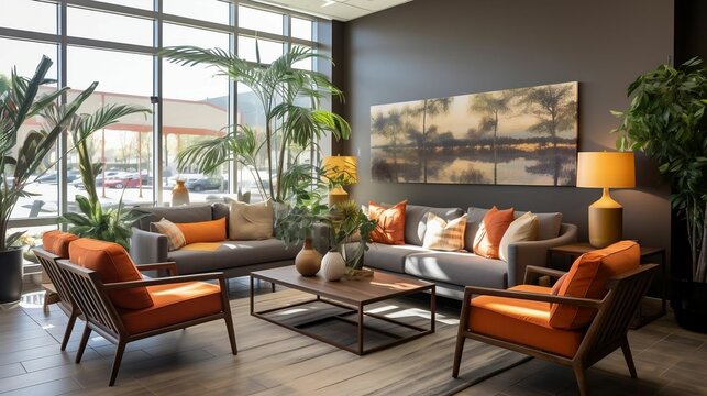 Office lounge area with relaxing seating
