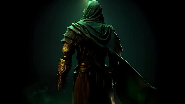 A bard stands with their back to the viewer their figure easily outlined by the light of the moon cresting over the horizon. The dark colors of their adventurer s garb indicate