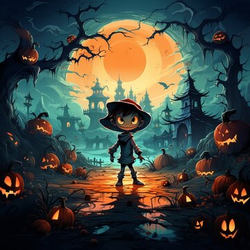 Conceptual art for Halloween. Jack o'lantern. High quality illustration
