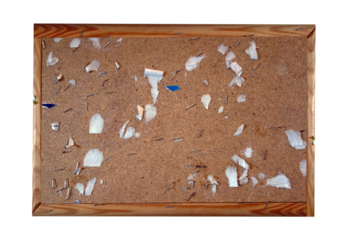 Used cork board for advertisements - a remnant of advertisements a transparent background