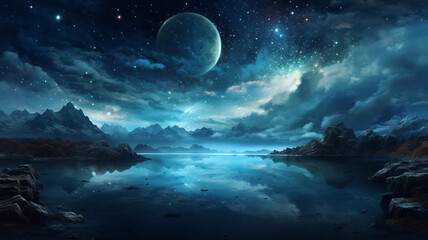 Moon in the sky with dramatic clouds