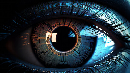A mesmerizing blue eye in dramatic contrast