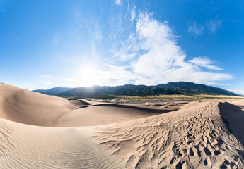 Panoramic view of the Great Sand Dunes National Park Colorado