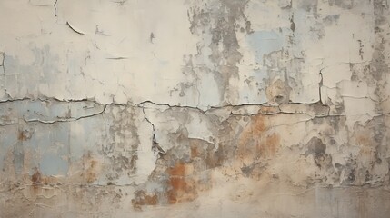 Background texture with grungy stone, cracked and peeling paint on an old wall.