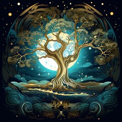 tree of life with moon
