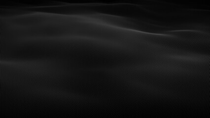 Abstract flowing smooth cloth surface, fractal waves background. Grid, mesh of dots.