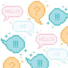 Seamless pattern with pixelated comic speech bubble chats Vector