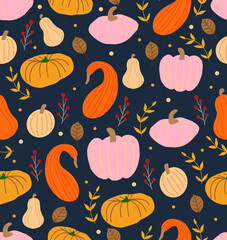 Vector abstract seamless autumn pattern. Warm pattern for your design: wrapping paper, wallpaper, cover. Vector illustration.