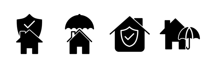 Home insurance icon vector. home shield protect logo