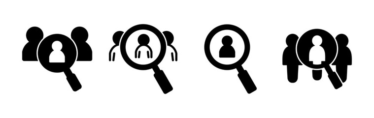 Hiring icon vector. search job vacancy icon. magnifying glass looking for people