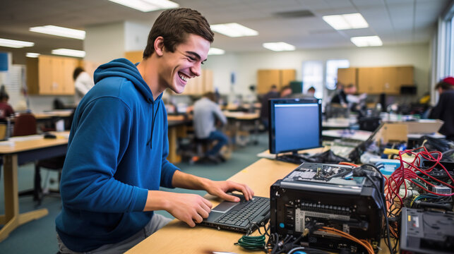 young engineer repairing computer CPU hardware technical service workshop