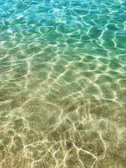 Beautiful beach with transparent water. Ripples are clear and cool in summer of Japan.