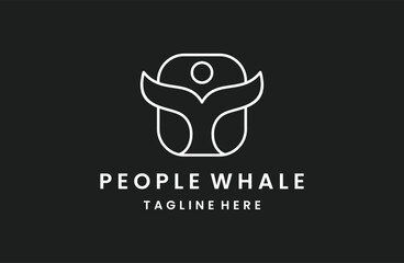 People whale logo template vector illustration design