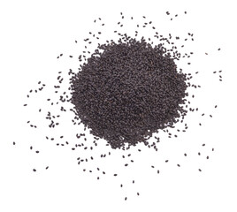 Pile of organic black sesame seeds isolated transparent png
