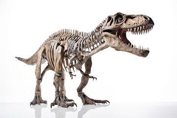 Fototapeta na wymiar Dinosaur skeleton on white background