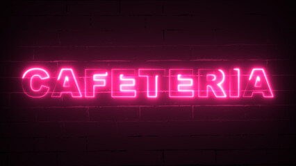 Signs in neon Greetings against a brick wall. Advertising for a bar, club, or restaurant. Concept for an advertisement: a banner, billboard, display, or signboard. Decorated design element.