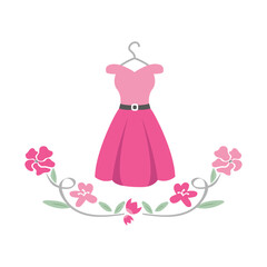 Obraz na płótnie Canvas Pink Hanging Dress with Flowers