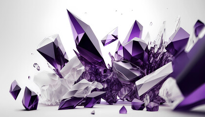 Cluster of colorful abstract amethysts and rock crystals. Modern abstract wallpaper.