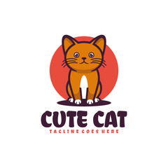 cute cat mascot logo design