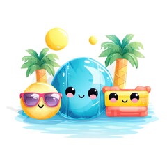 A couple of pool floats sitting on top of a beach. Digital image.