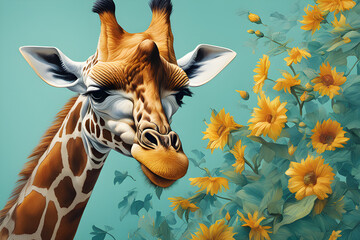 Beautiful and colorful giraffe painting with high definition and 4K quality,generative ai