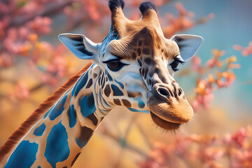 Beautiful and colorful giraffe painting with high definition and 4K quality,generative ai