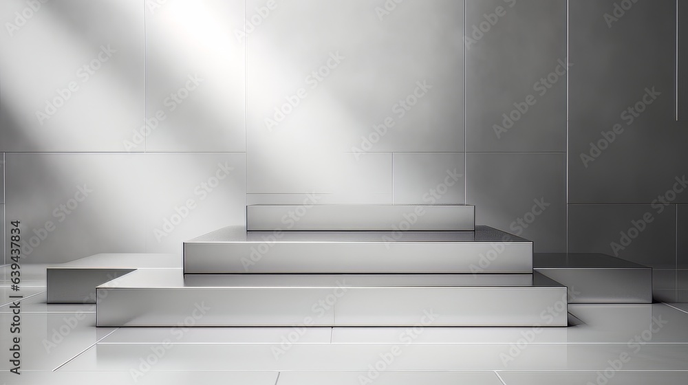 Poster abstract minimalistic white scene with geometric shapes. visualization ai