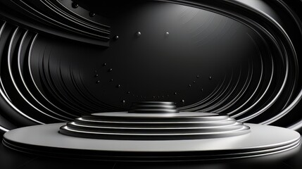 Abstract minimalistic black scene with geometric shapes. visualization AI