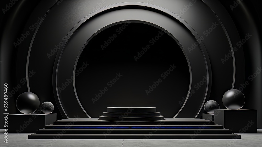 Aufkleber abstract minimalistic black scene with geometric shapes. visualization ai